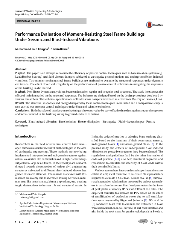 (PDF) Performance Evaluation of Moment-Resisting Steel Frame Buildings ...