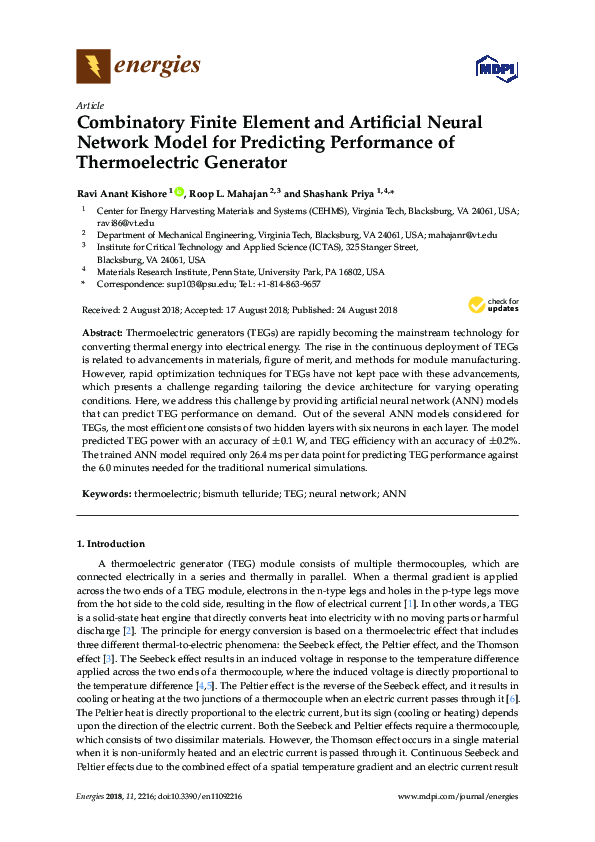 (PDF) Combinatory Finite Element and Artificial Neural Network Model ...