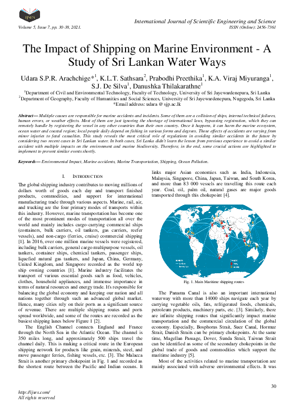 (PDF) The Impact of Shipping on Marine Environment -A Study of Sri ...