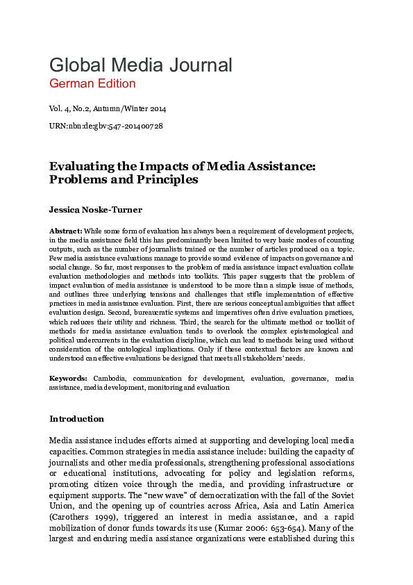 (PDF) Evaluating the Impacts of Media Assistance Problems and