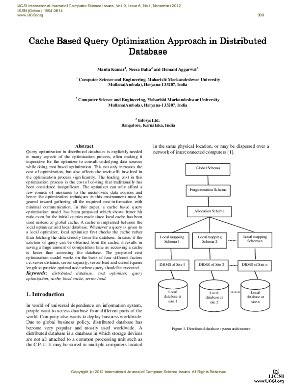(PDF) Cache Based Query Optimization Approach in Distributed Cac he ...