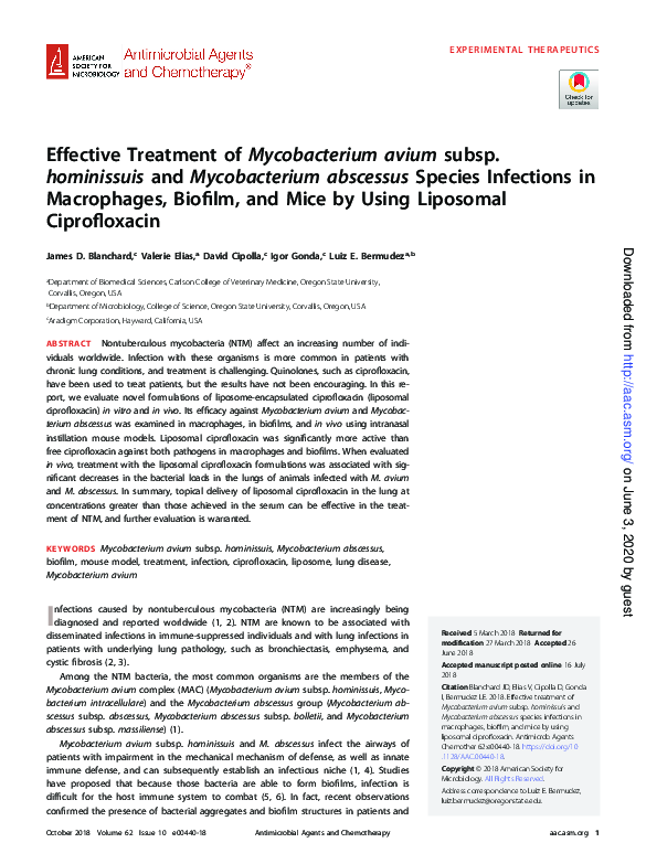 (PDF) Effective Treatment of Mycobacterium avium subsp. hominissuis and ...