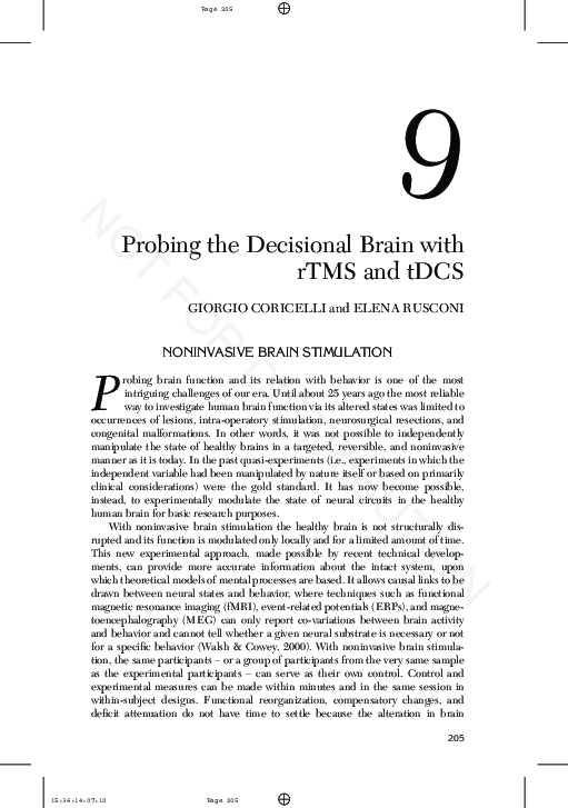 (PDF) Probing the decisional brain with rTMS and tDCS