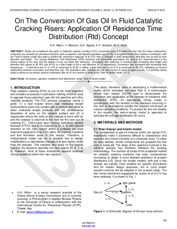 (PDF) On the Conversion of Gas Oil in Fluid Catalytic Cracking Risers ...