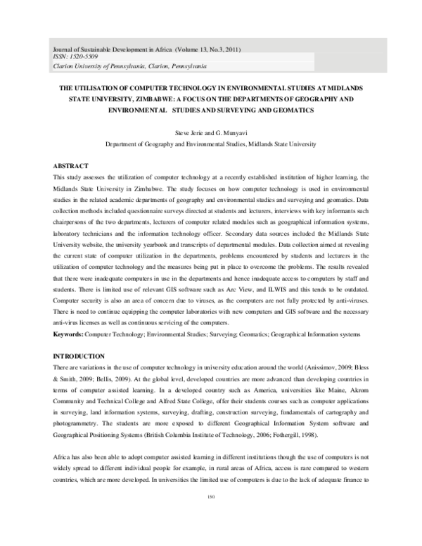 (PDF) The utilisation of computer technology in environmental studies