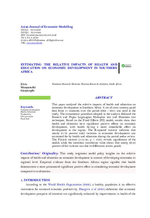 (PDF) Estimating the Relative Impacts of Health and Education on ...