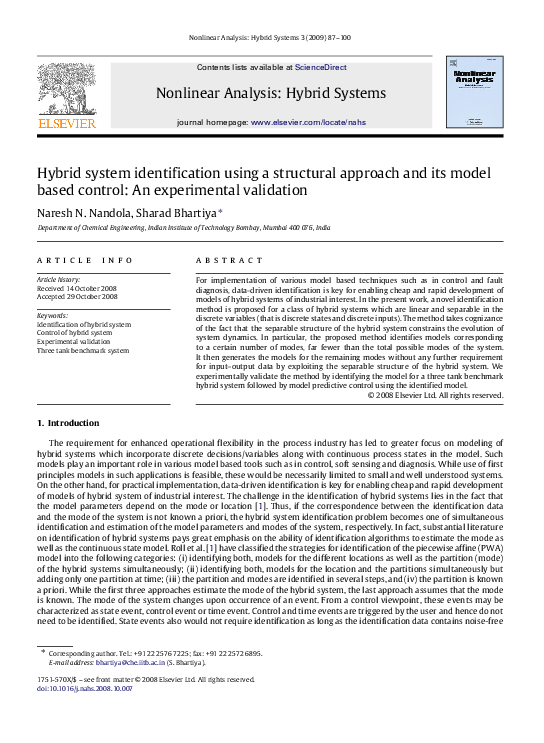 (PDF) Hybrid system identification using a structural approach and its ...