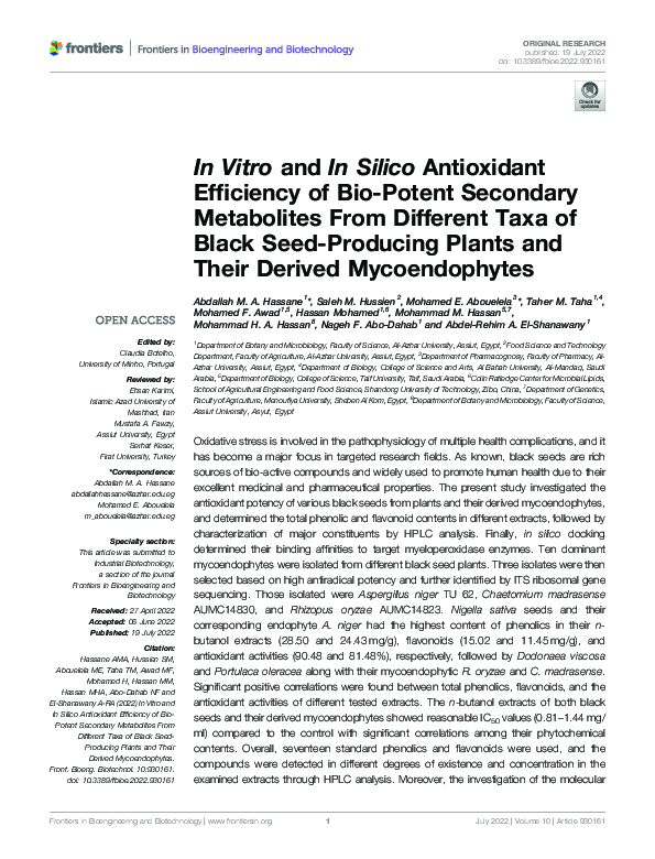 (PDF) In Vitro and In Silico Antioxidant Efficiency of Bio-Potent ...