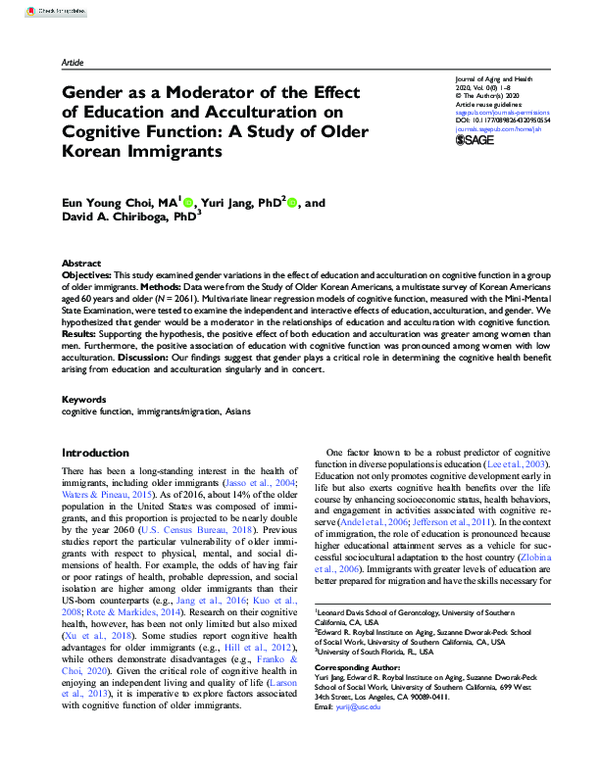 (PDF) Gender as a Moderator of the Effect of Education and ...