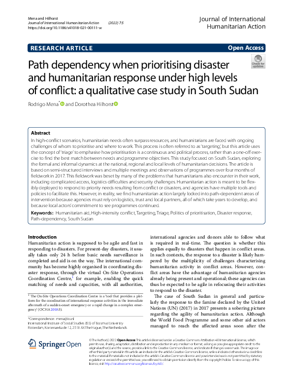 (PDF) Path dependency when prioritising disaster and humanitarian ...