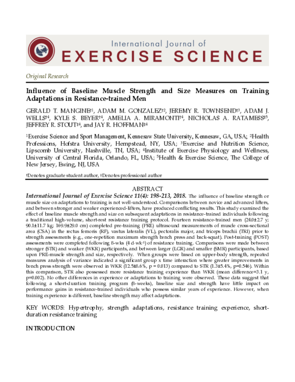 (PDF) Influence of Baseline Muscle Strength and Size Measures on ...