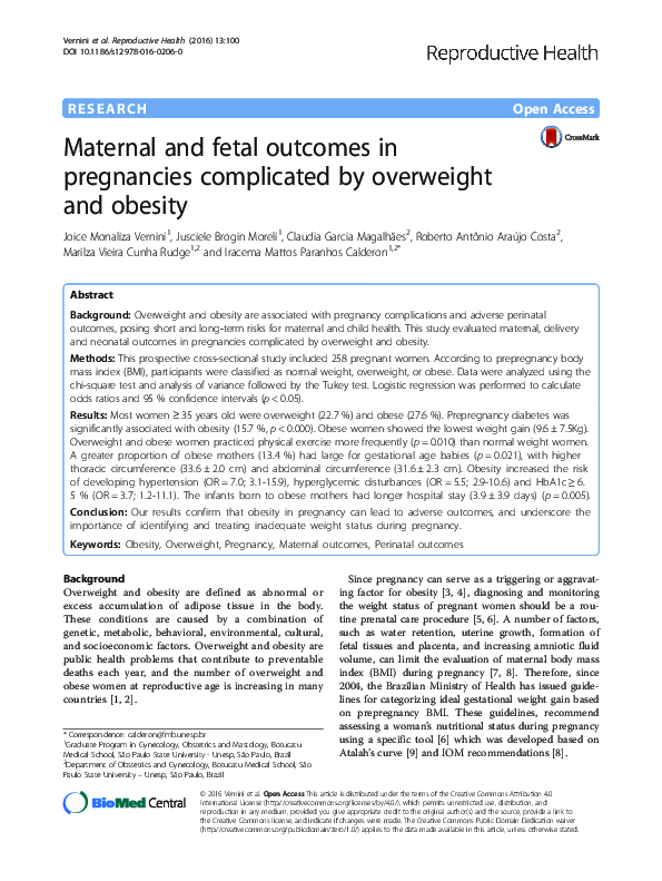 (PDF) Maternal and fetal outcomes in pregnancies complicated by ...