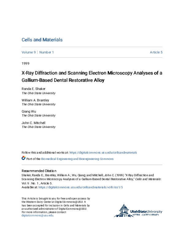 (PDF) X-Ray Diffraction and Scanning Electron Microscopy Analyses of a ...