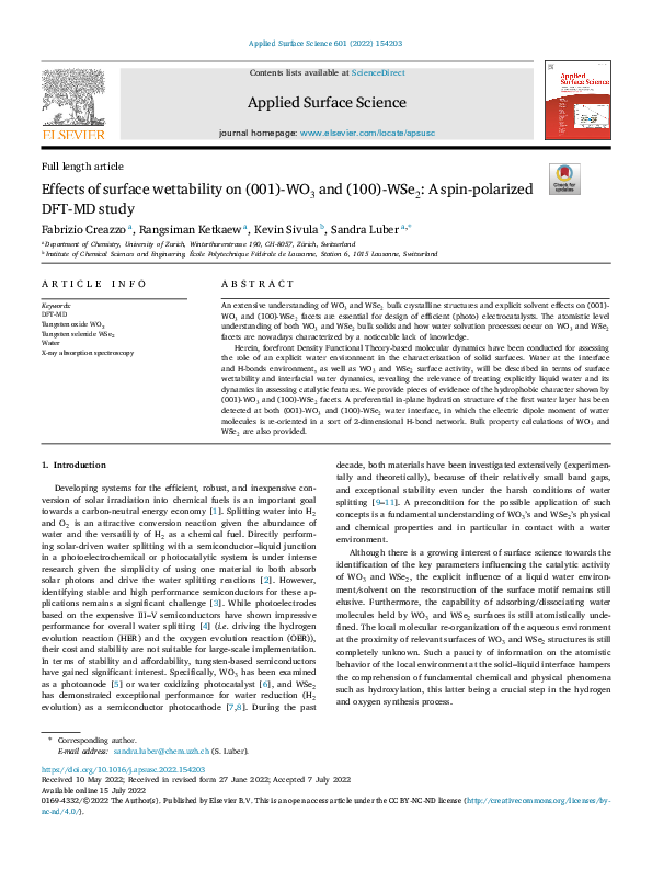 (PDF) Applied Surface Science Fabrizio Creazzo, PhD Academia.edu