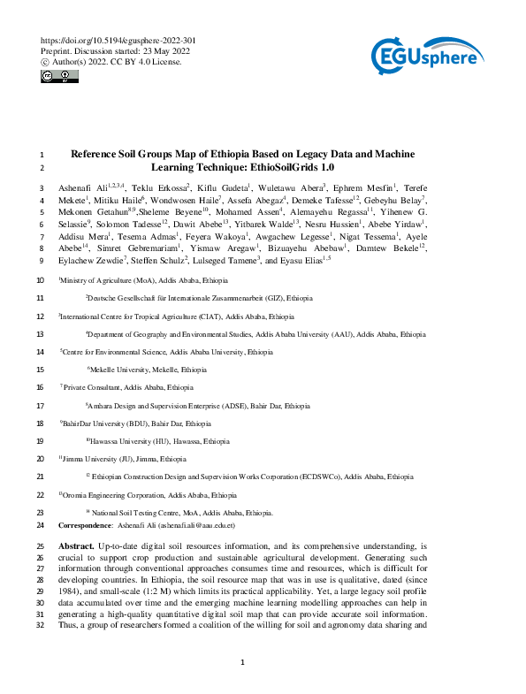 (PDF) Reference Soil Groups Map of Ethiopia Based on Legacy Data and