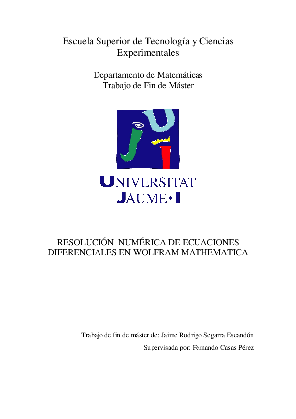 (PDF) Resolución Numérica De Ecuaciones Diferenciales en Wolfram ...