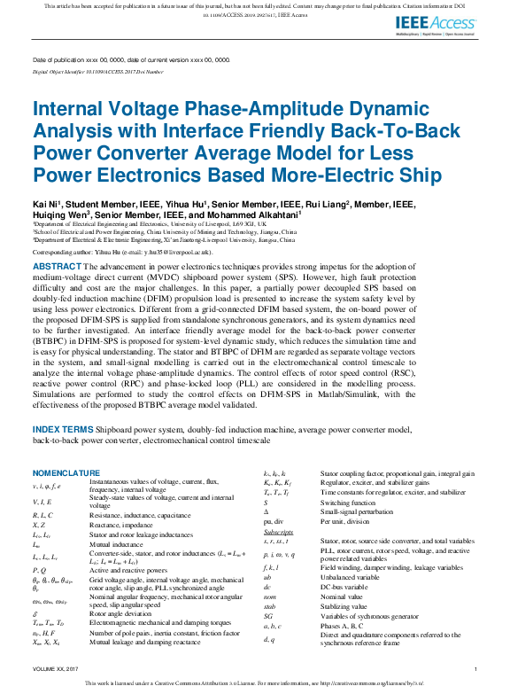 (PDF) Internal Voltage Phase-Amplitude Dynamic Analysis with Interface ...