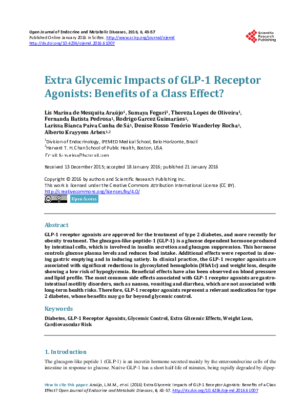 Glucagon-like peptide 1 receptor agonists: cardiovascular benefits and ...