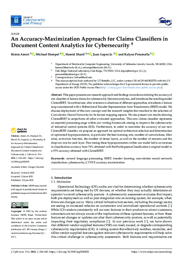 An Accuracy-Maximization Approach for Claims Classifiers in Document Content Analytics for Cybersecurity