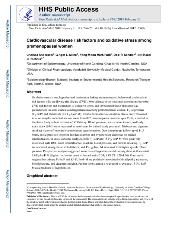 (PDF) Cardiovascular disease risk factors and oxidative stress among ...