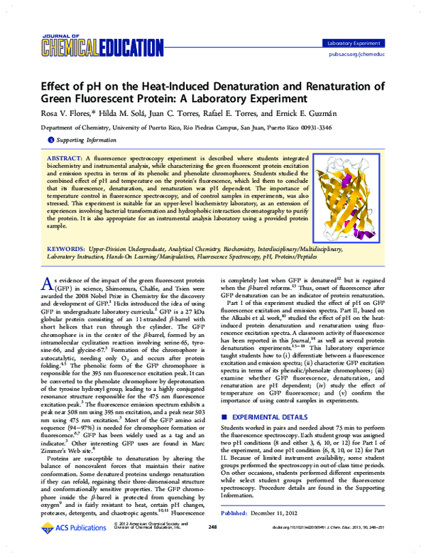 (PDF) Effect of pH on the Heat-Induced Denaturation and Renaturation of ...