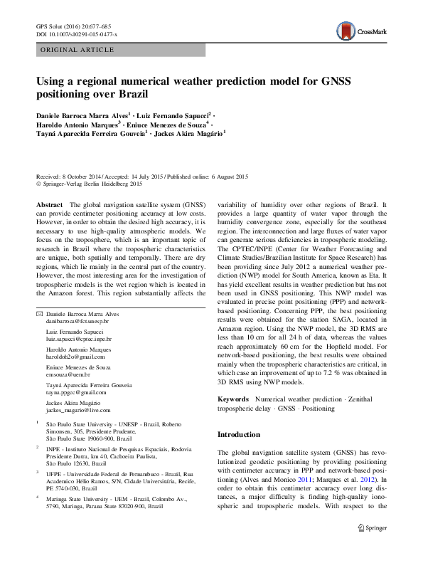 (PDF) Using a regional numerical weather prediction model for GNSS ...