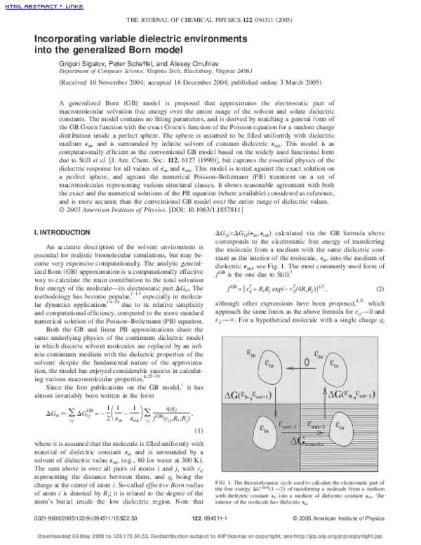 (PDF) Incorporating variable dielectric environments into the ...