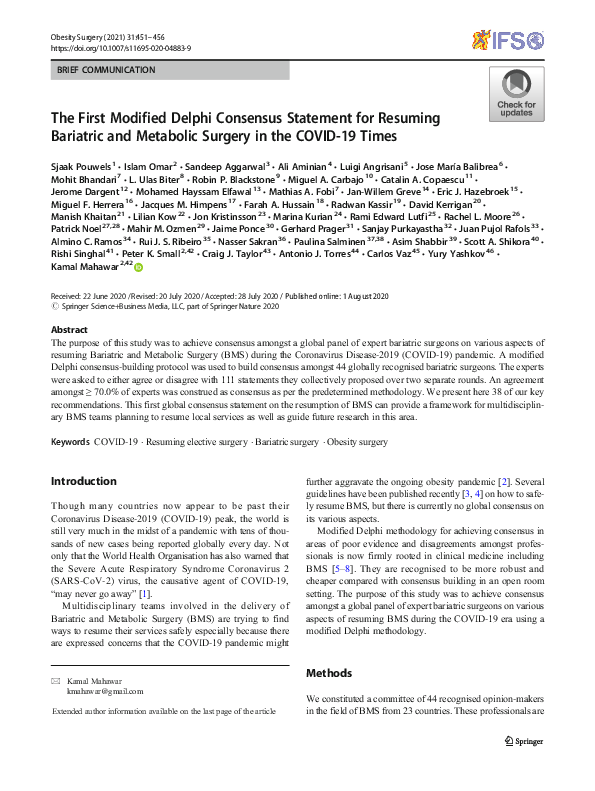 (PDF) The First Modified Delphi Consensus Statement for Resuming ...