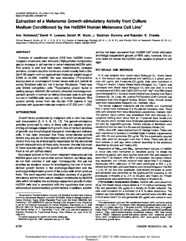 (PDF) Extraction of a melanoma growth-stimulatory activity from culture ...