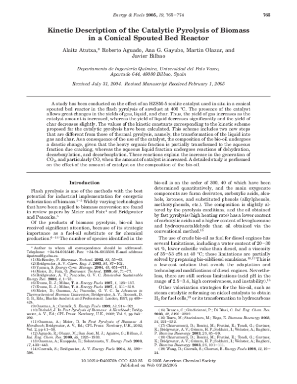 (PDF) Kinetic Description of the Catalytic Pyrolysis of Biomass in a ...