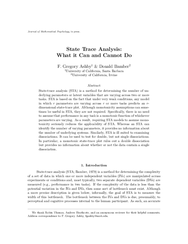 (PDF) State trace analysis: What it can and cannot do