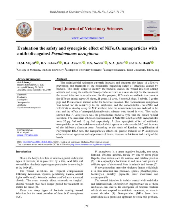 (PDF) Evaluation the safety and synergistic effect of NiFe2O4 ...