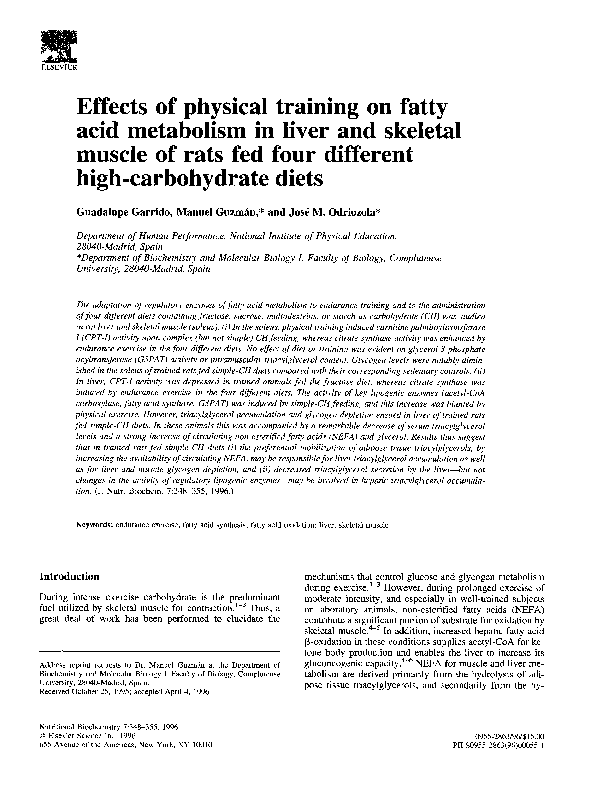 (PDF) Effects of physical training on fatty acid metabolism in liver ...