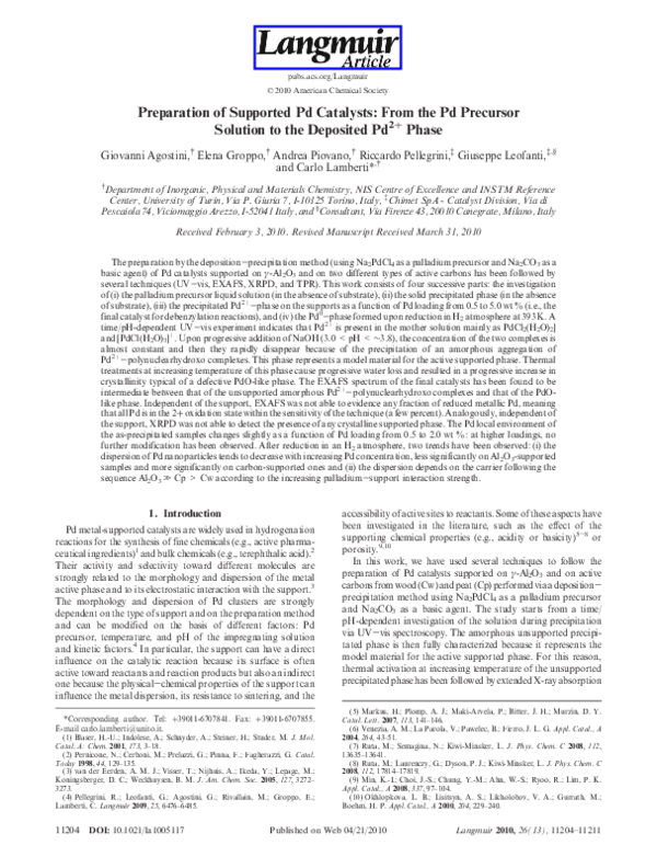 (PDF) Preparation of Supported Pd Catalysts: From the Pd Precursor ...
