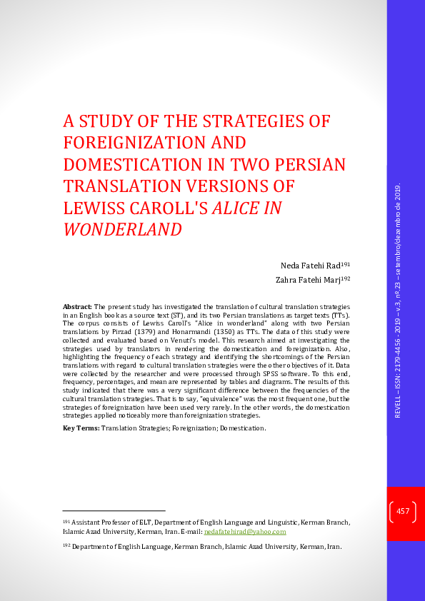 (PDF) A Study of the Strategies of Foreignization and Domestication in ...