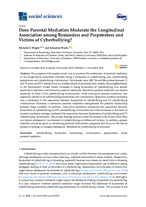 (PDF) Does Parental Mediation Moderate the Longitudinal Association ...