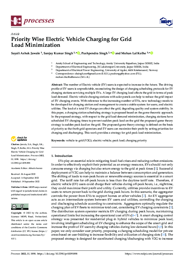 (PDF) Priority Wise Electric Vehicle Charging for Grid Load Minimization