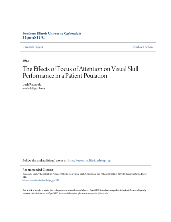 (PDF) The Effects of Focus of Attention on Visual Skill Performance in ...