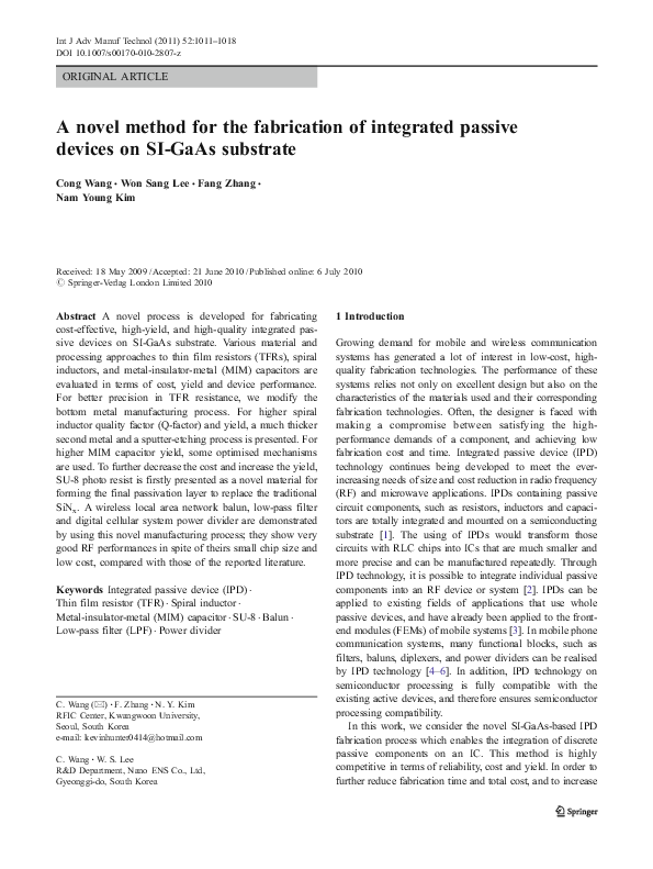 (PDF) A novel method for the fabrication of integrated passive devices ...