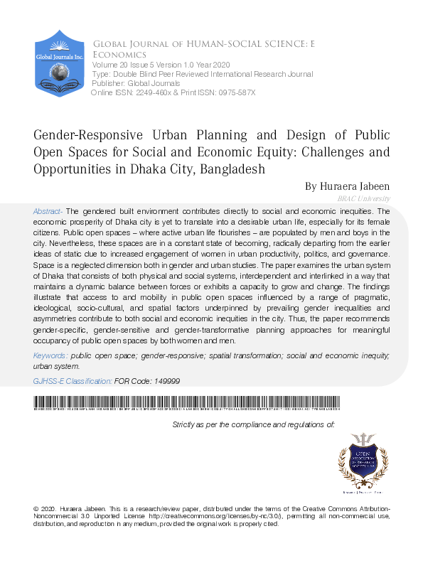 (PDF) Gender-Responsive Urban Planning and Design of Public Open Spaces ...