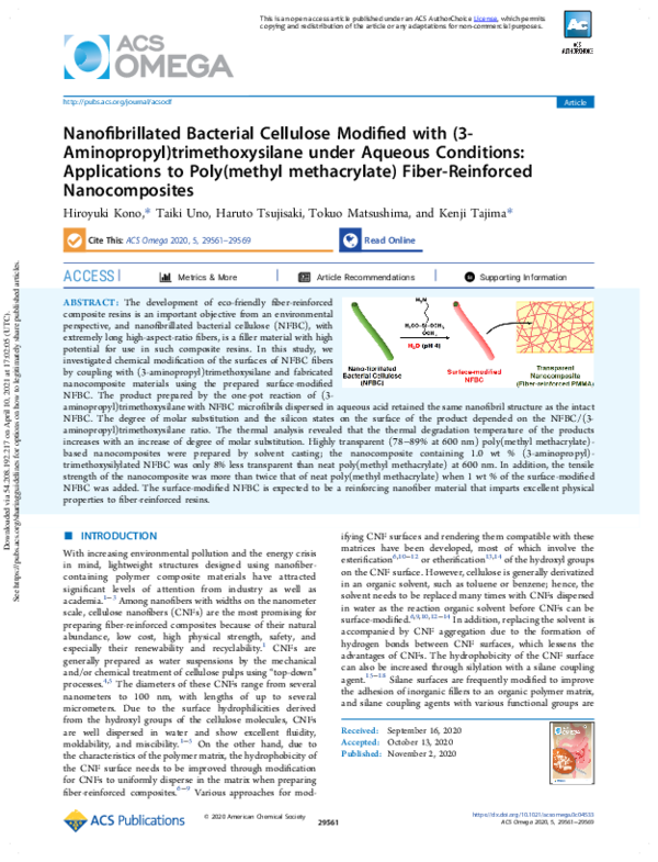 (PDF) Nanofibrillated Bacterial Cellulose Modified with (3-Aminopropyl ...