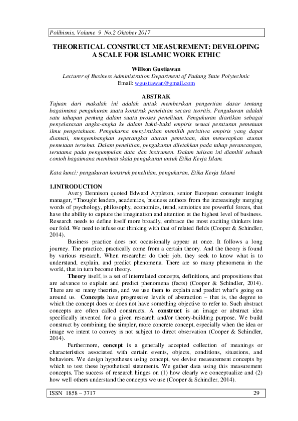 (PDF) Theoretical Construct Measurement: Developing a Scale for Islamic ...