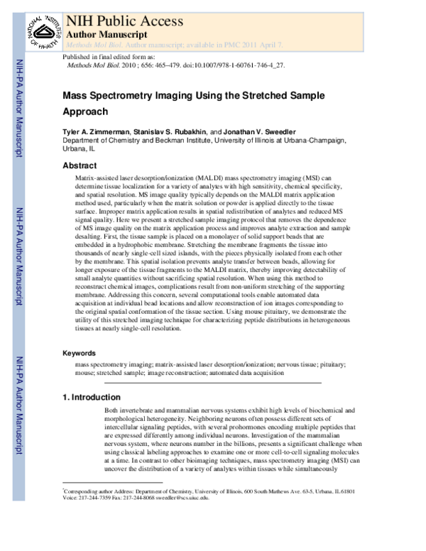 (PDF) Mass spectrometry imaging using the stretched sample approach