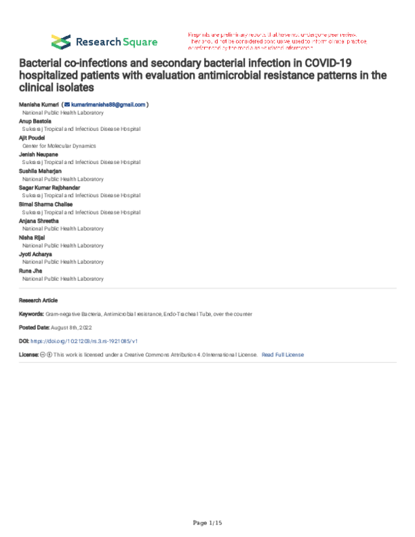 (PDF) Bacterial co-infections and secondary bacterial infection in ...