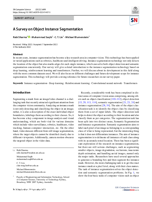 (PDF) A Survey on Object Instance Segmentation