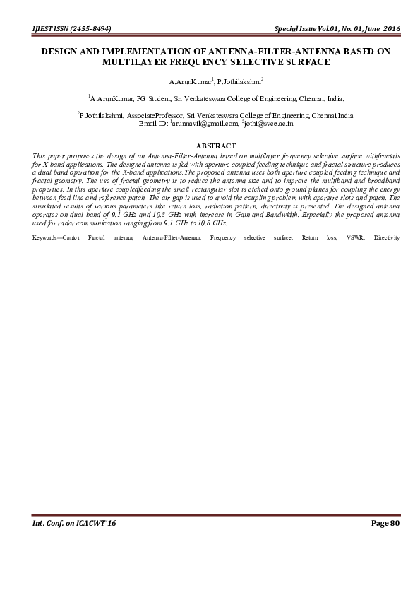 (PDF) Design and Implementation of Antenna-Filter-Antenna Based on ...
