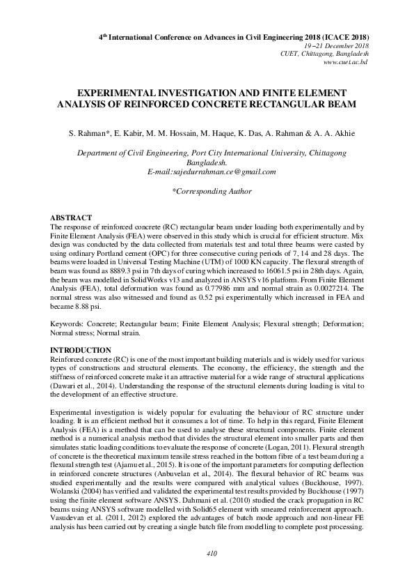 (PDF) Experimental Investigation and Finite Element Analysis of ...