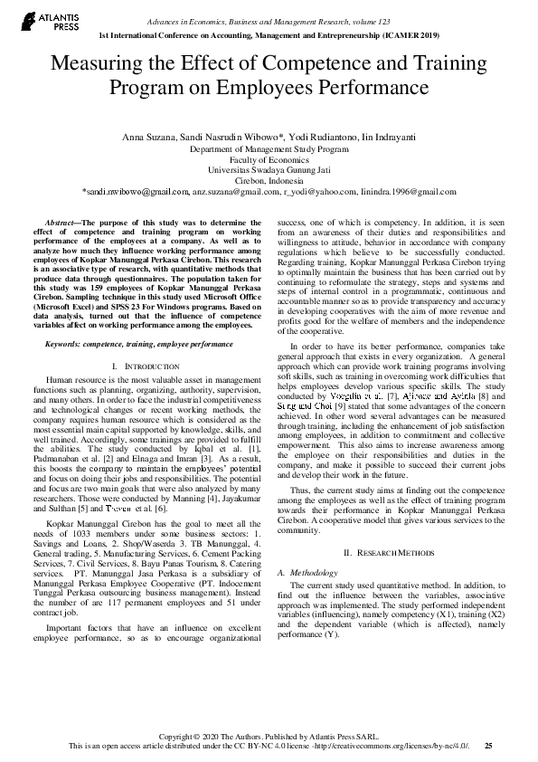 (PDF) Measuring the Effect of Competence and Training Program on ...