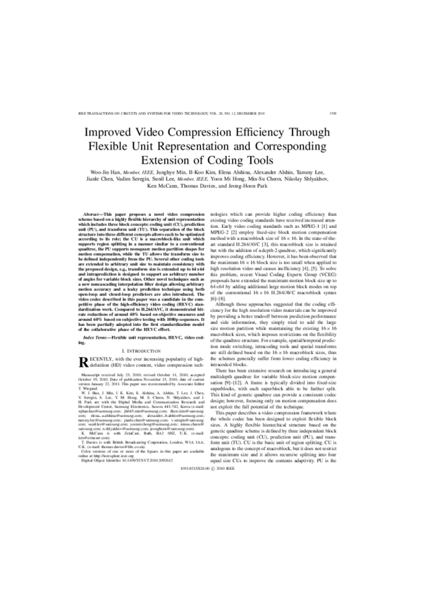 (PDF) Improved Video Compression Efficiency Through Flexible Unit ...
