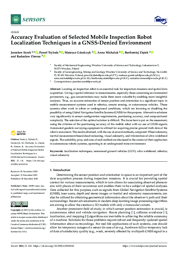 (PDF) Accuracy Evaluation of Selected Mobile Inspection Robot ...